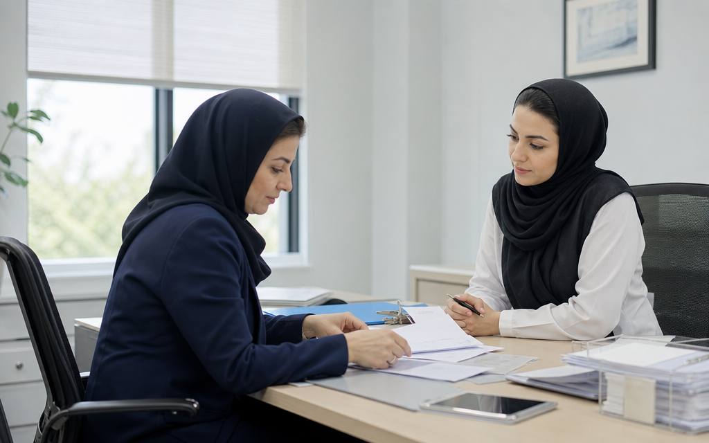 بیمه‌شده در حال آماده‌سازی مدارک درمانی برای بررسی خسارت بیمه تکمیلی